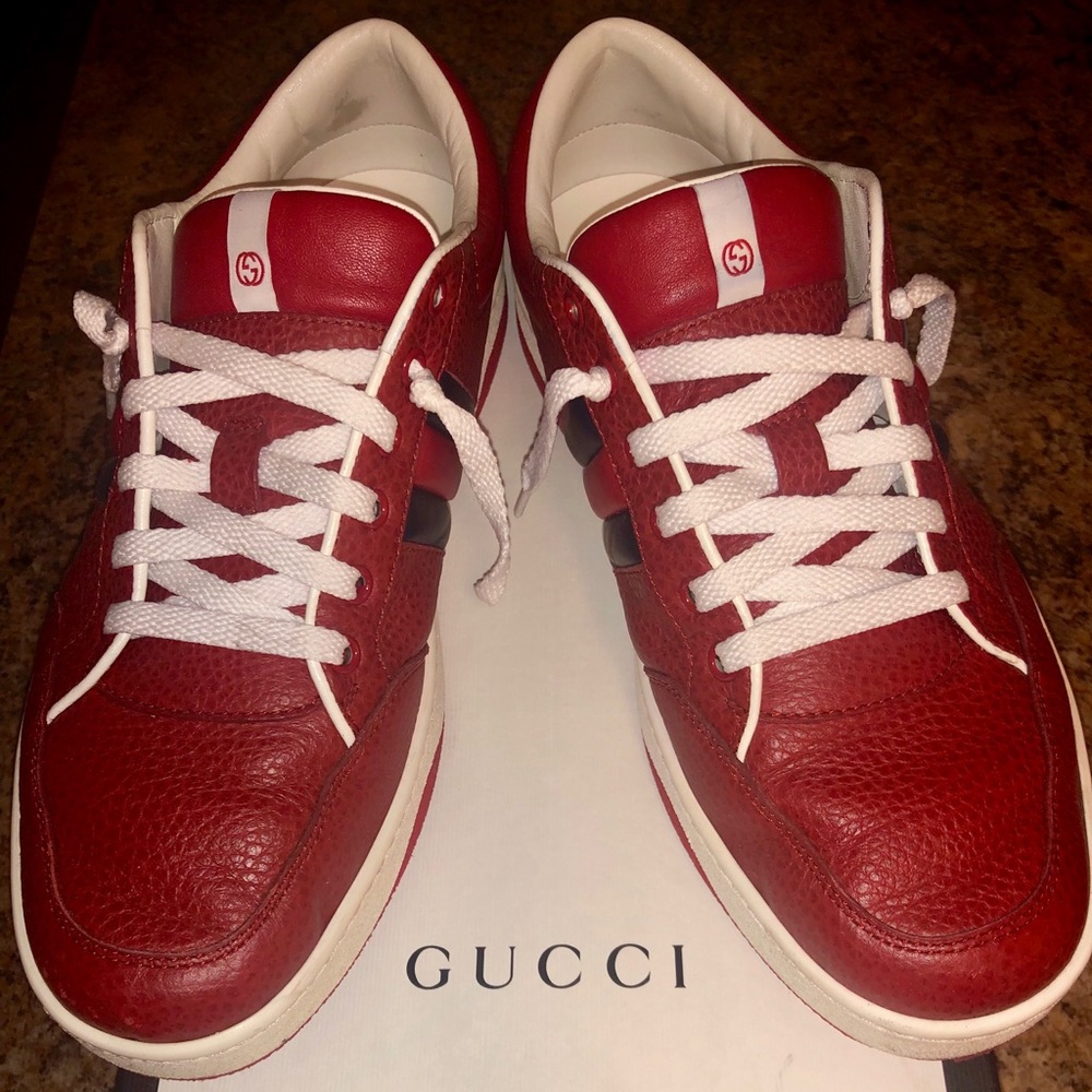 Red Gucci low top sneakers